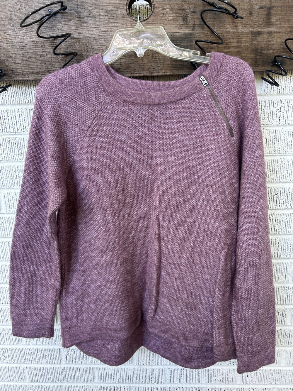 Abercrombie & Fitch Mauve Crewneck Sweater with Zip Accent
